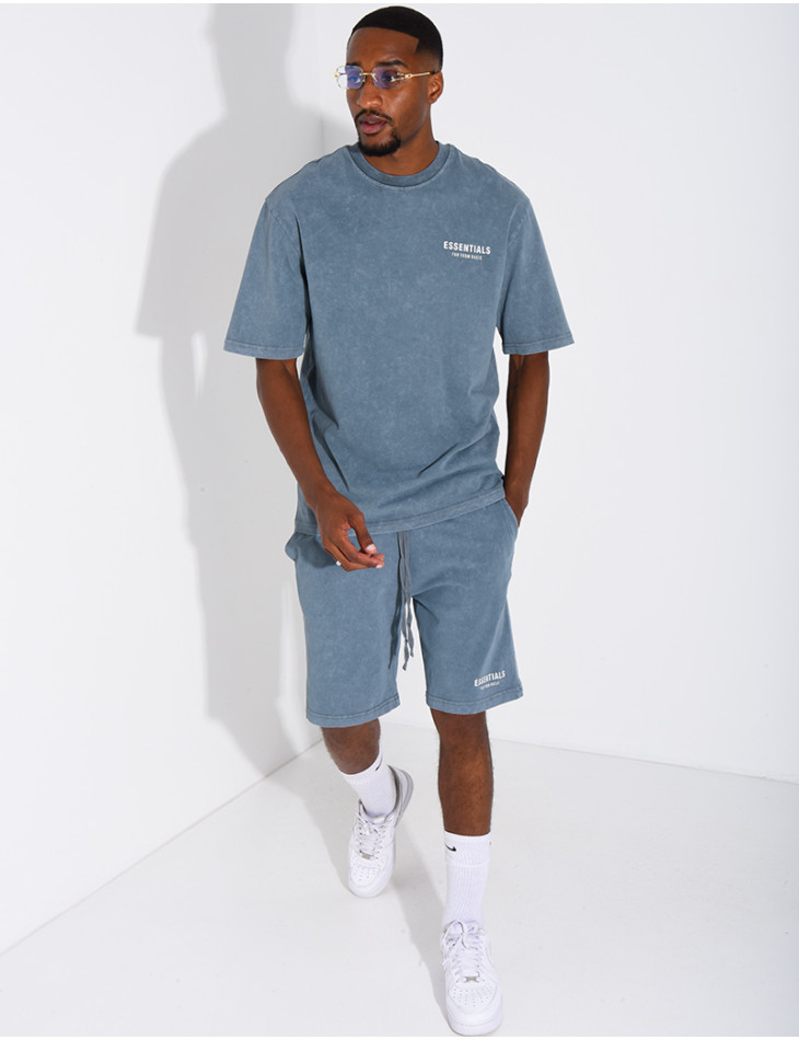 Ensemble délavé short et t-shirt "Essentials"