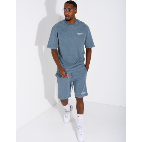 Ensemble délavé short et t-shirt "Essentials"