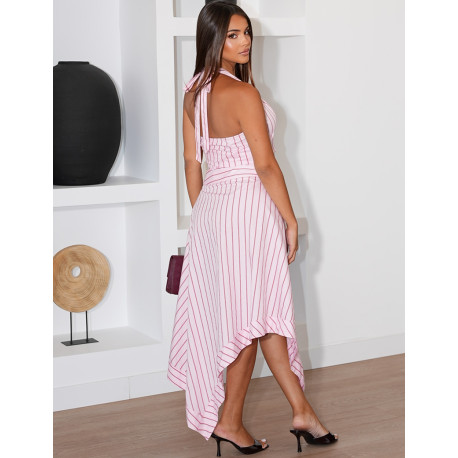 Striped Wrap Skirt and Backless Top Set