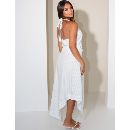 Striped Wrap Skirt and Backless Top Set