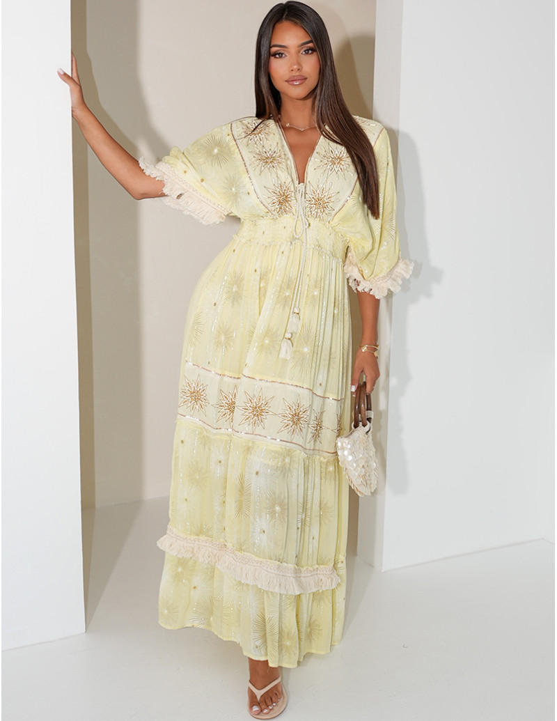 Robe bohème longue à...