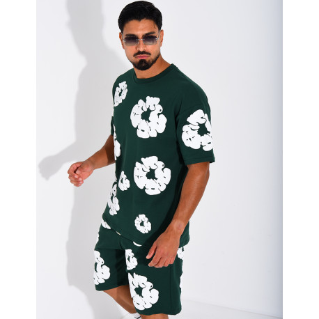 Ensemble short et t-shirt à fleurs