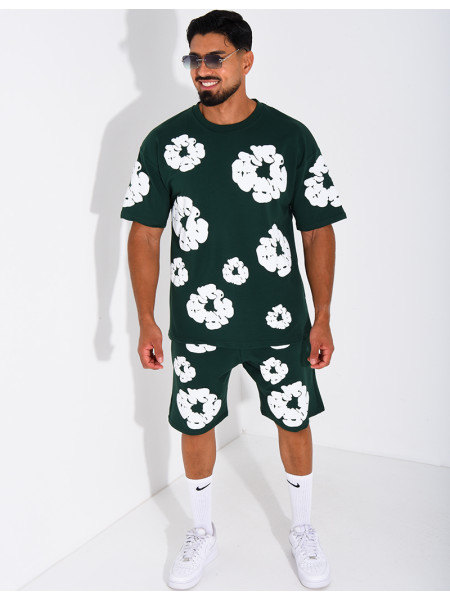 Ensemble short et t-shirt à fleurs