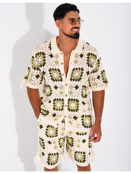 Ensemble ajouré short et chemise