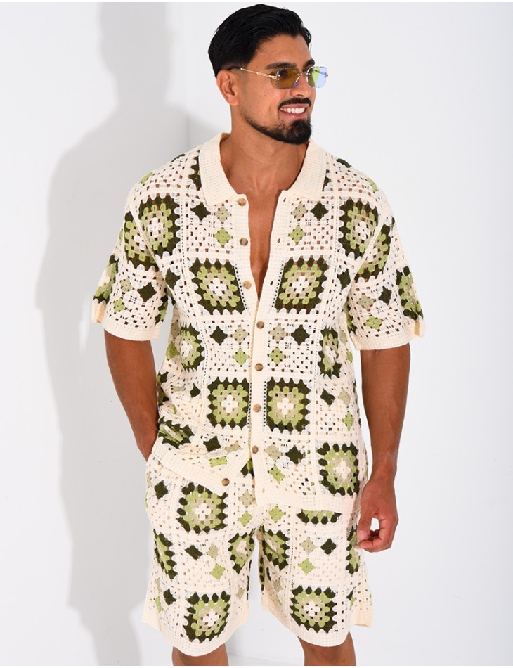 Ensemble ajouré short et chemise