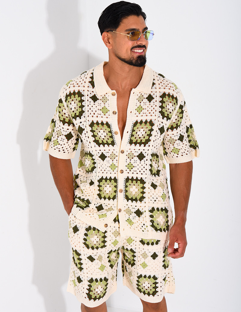 Ensemble ajouré short et...