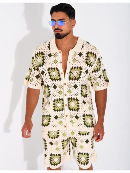 Ensemble ajouré short et chemise