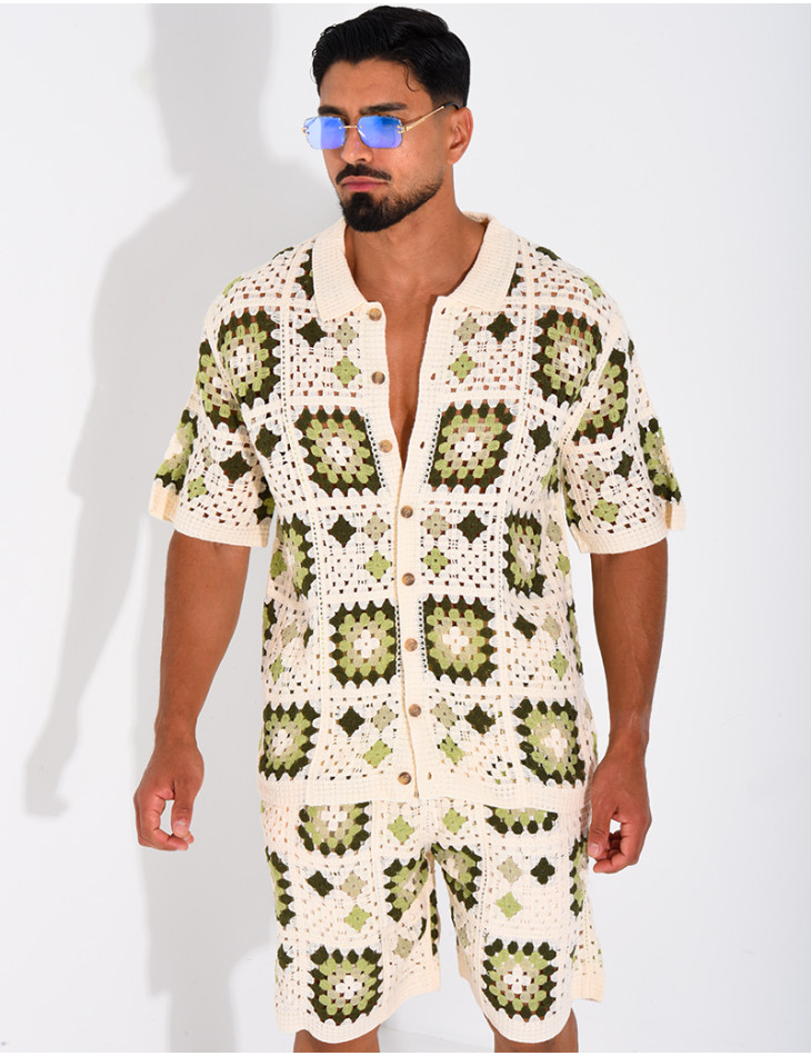 Ensemble ajouré short et chemise