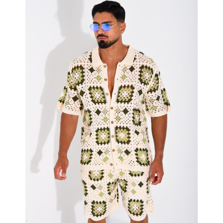 Ensemble ajouré short et chemise