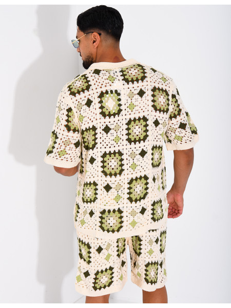 Ensemble ajouré short et chemise