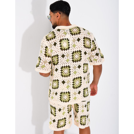Ensemble ajouré short et chemise