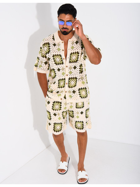 Ensemble ajouré short et chemise