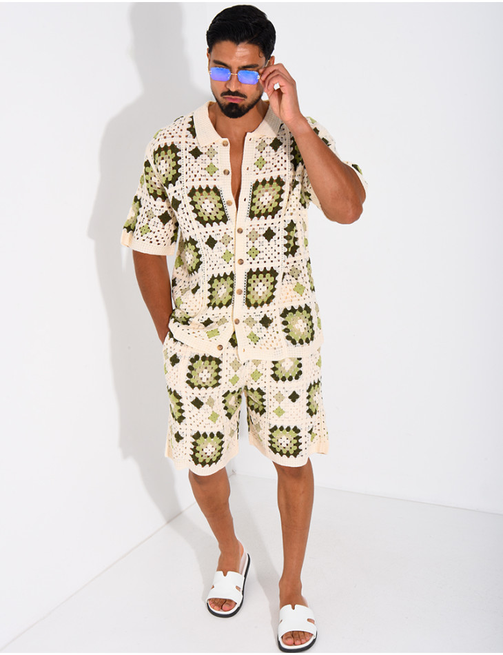 Ensemble ajouré short et chemise