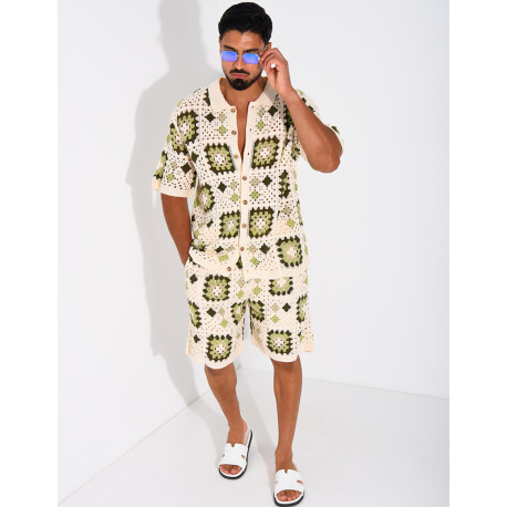 Ensemble ajouré short et chemise