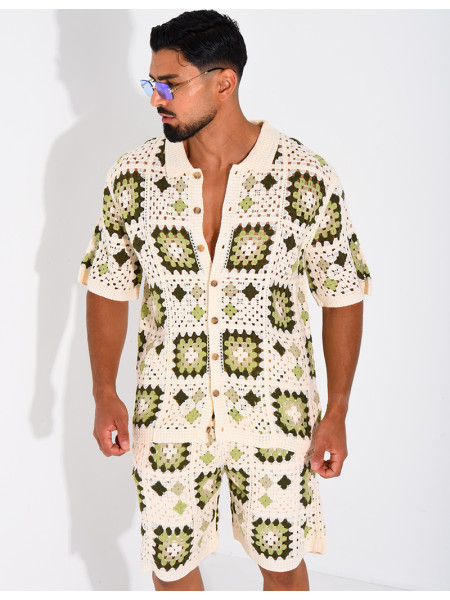 Ensemble ajouré short et chemise