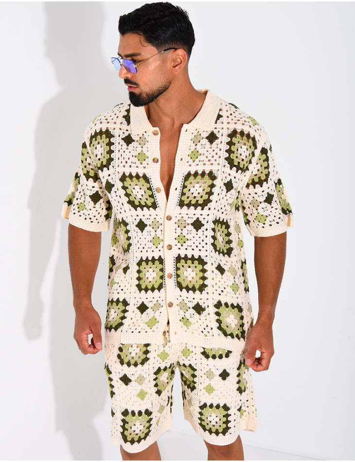 Ensemble ajouré short et chemise
