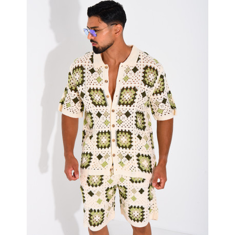 Ensemble ajouré short et chemise