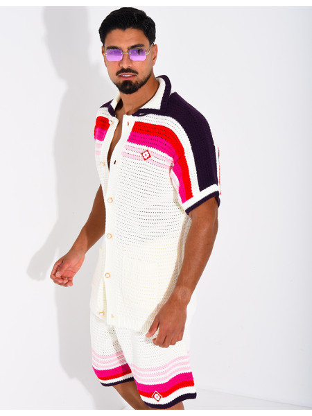 Ensemble ajouré short et chemise à motif trèfle