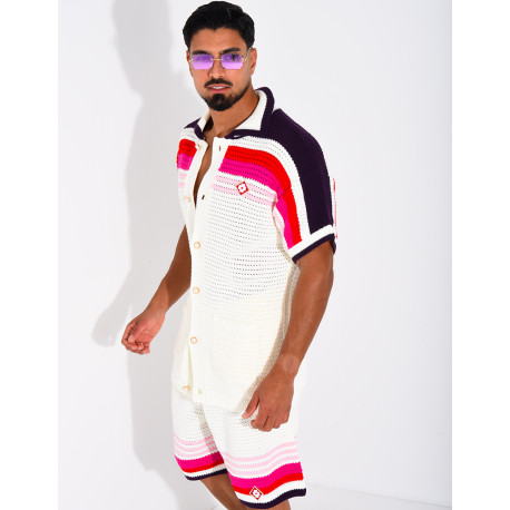 Ensemble ajouré short et chemise à motif trèfle