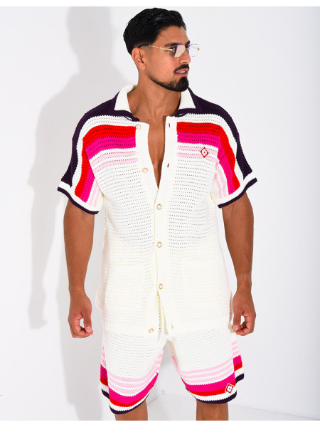 Ensemble ajouré short et chemise à motif trèfle