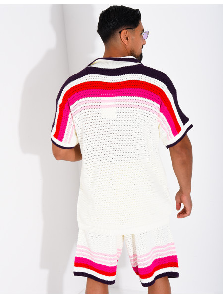 Ensemble ajouré short et chemise à motif trèfle