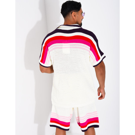 Ensemble ajouré short et chemise à motif trèfle