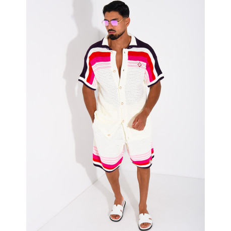Ensemble ajouré short et chemise à motif trèfle