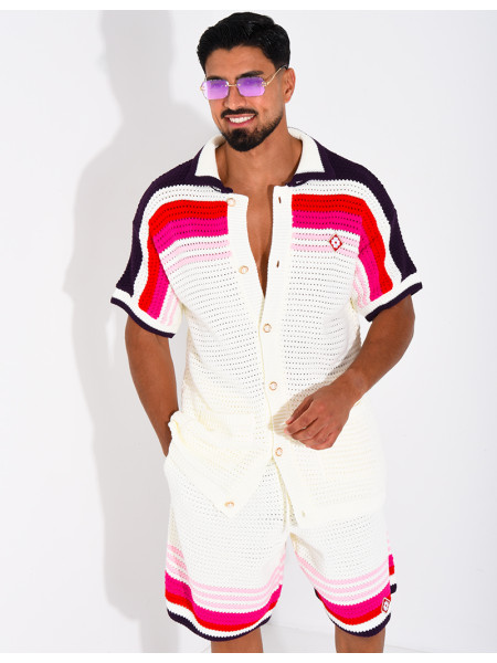 Ensemble ajouré short et chemise à motif trèfle