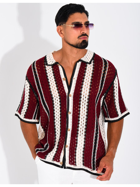 Chemise ajourée à rayures