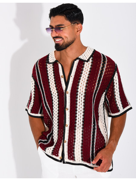 Chemise ajourée à rayures