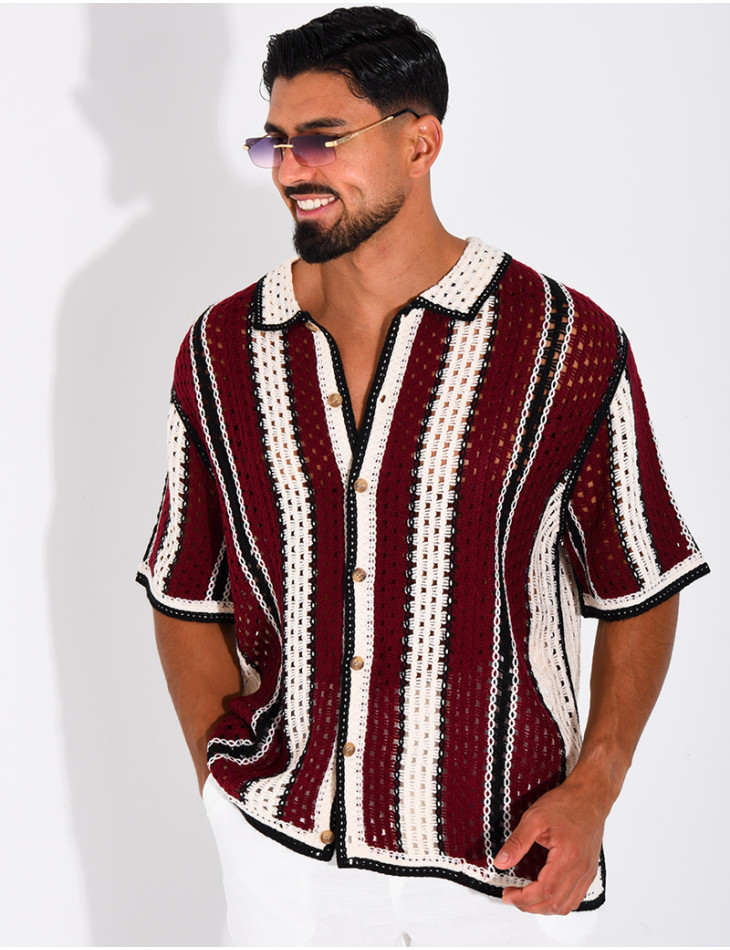 Chemise ajourée à rayures