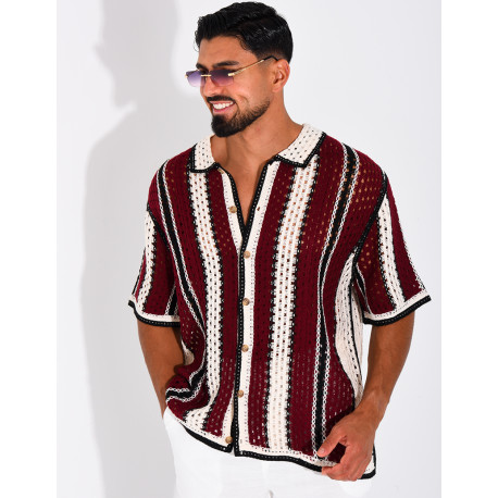 Chemise ajourée à rayures