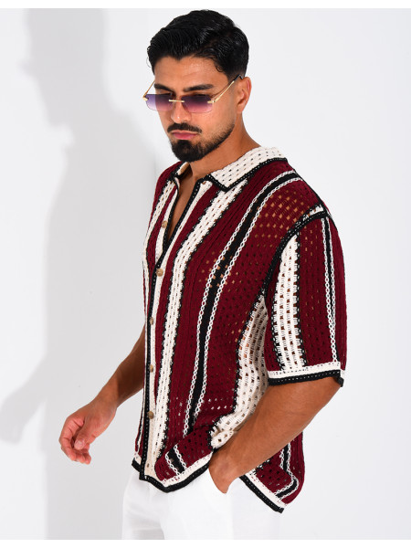 Chemise ajourée à rayures