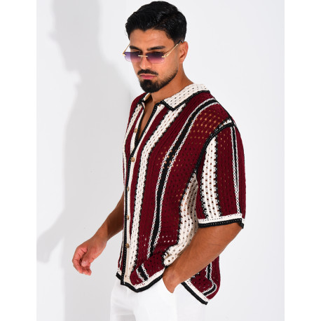 Chemise ajourée à rayures