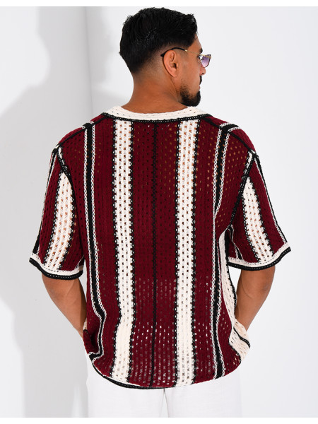 Chemise ajourée à rayures