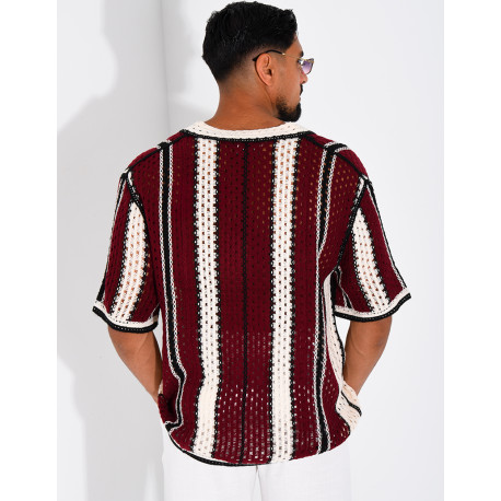 Chemise ajourée à rayures