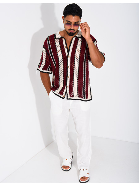 Chemise ajourée à rayures