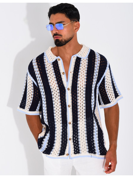 Chemise ajourée à rayures