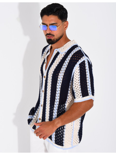 Chemise ajourée à rayures