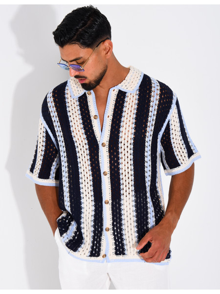 Chemise ajourée à rayures