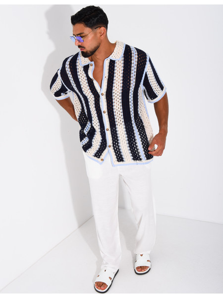 Chemise ajourée à rayures