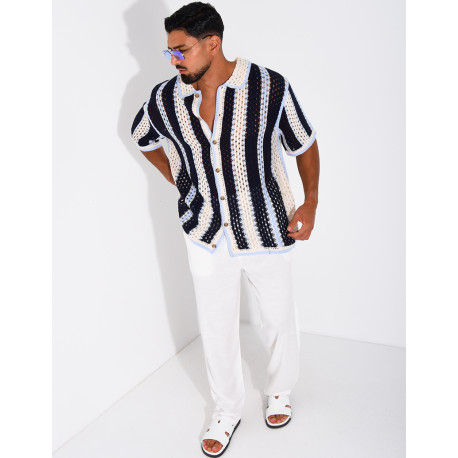 Chemise ajourée à rayures