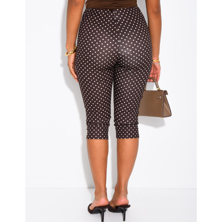 Legging style capri en tissu stretch à pois