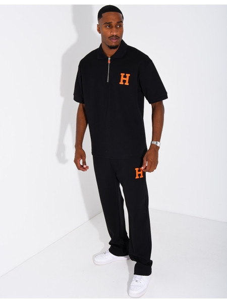 “H” Letter Pants and Polo Shirt Set