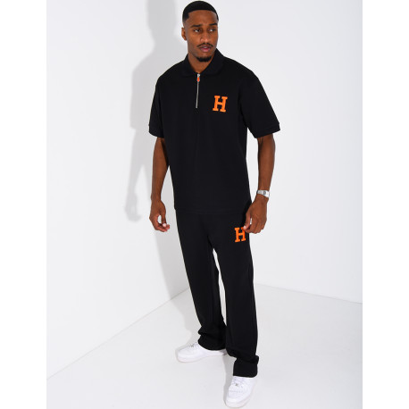 “H” Letter Pants and Polo Shirt Set