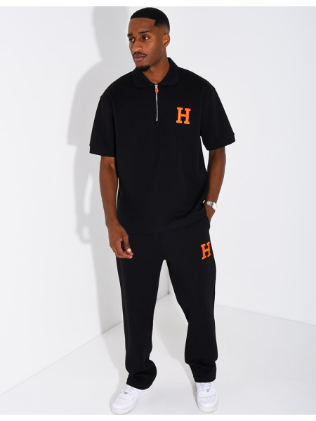 “H” Letter Pants and Polo Shirt Set