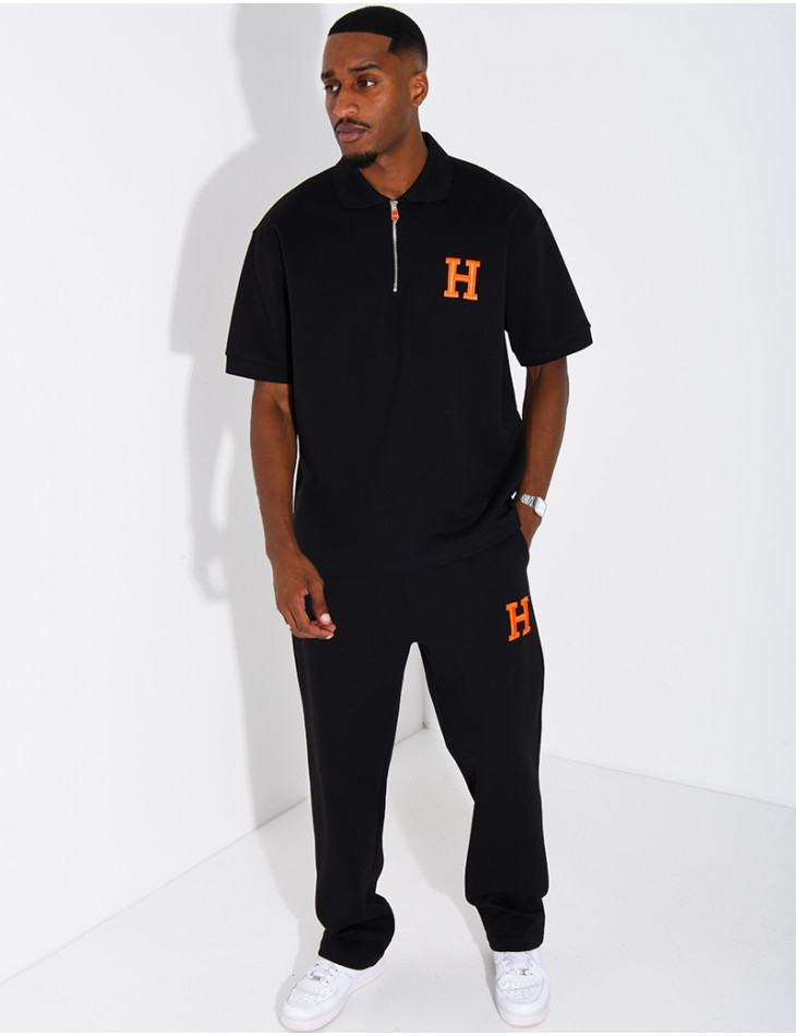 “H” Letter Pants and Polo Shirt Set