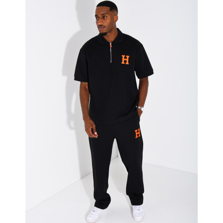“H” Letter Pants and Polo Shirt Set