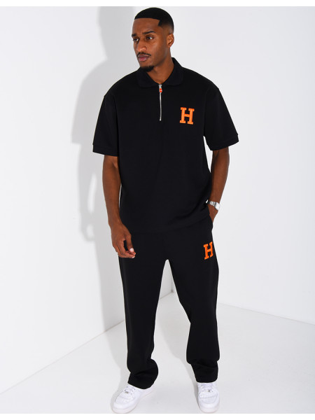 “H” Letter Pants and Polo Shirt Set