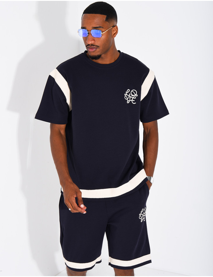 Shorts and T-shirt set with embroidered logo